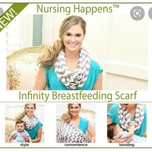 Itzy Ritzy Nursing Happens Infinity Breastfeeding Scarf in Gray & White Chevron